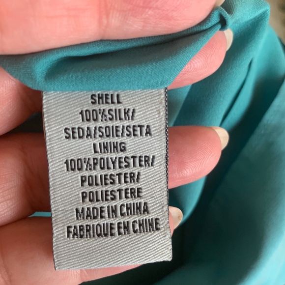Toni One Shoulder Silk Dress Turquoise Size 4 - Picture 5 of 5